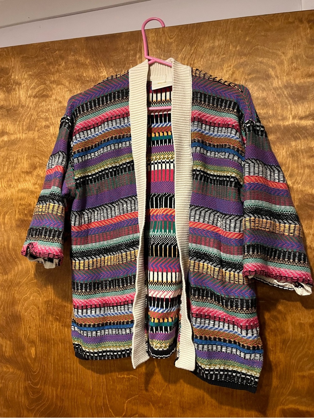 Anthropology Sweater | Colorful Striped Open-Front Cardigan - Multicolor